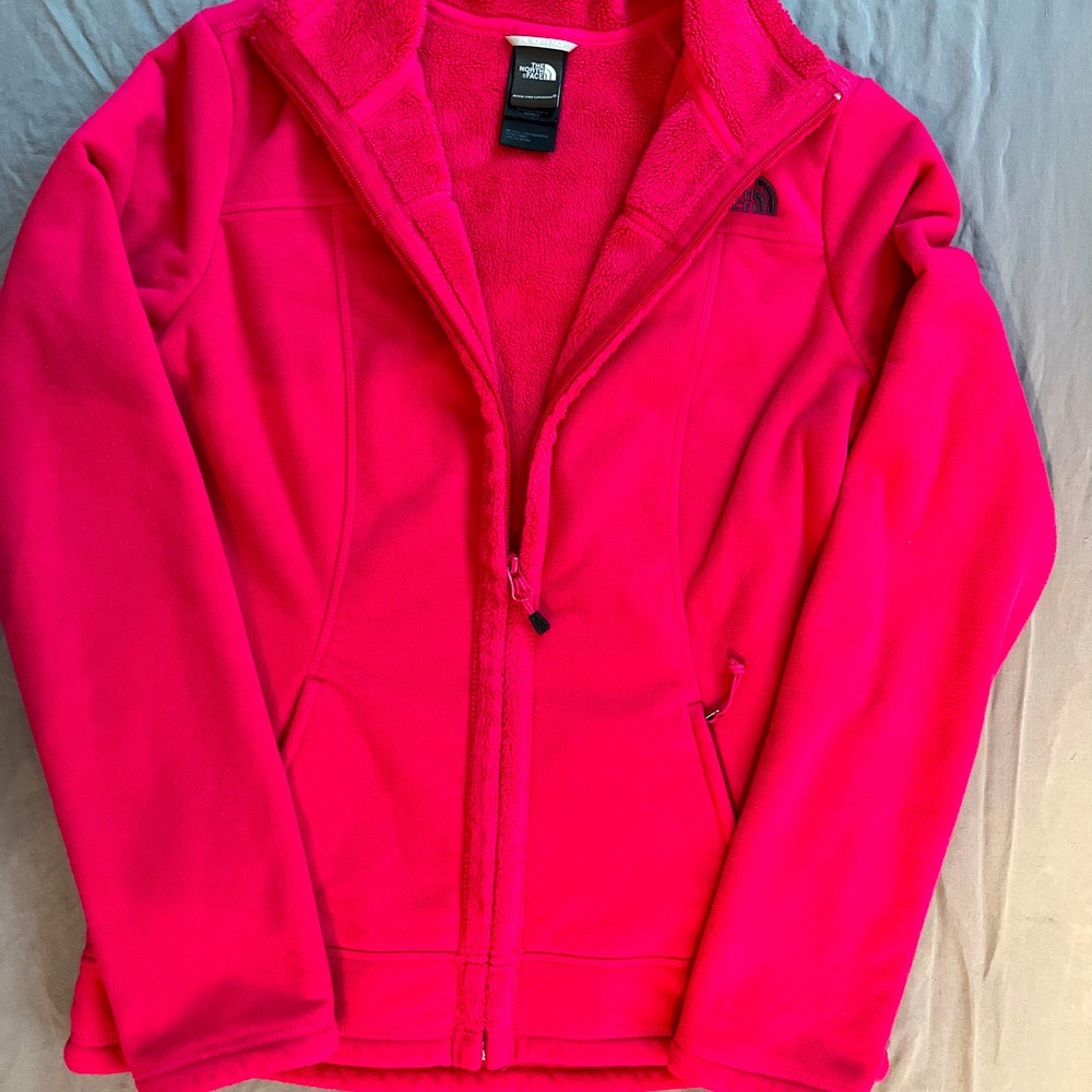 The North Face zip up fleece jacket, ladies size small.